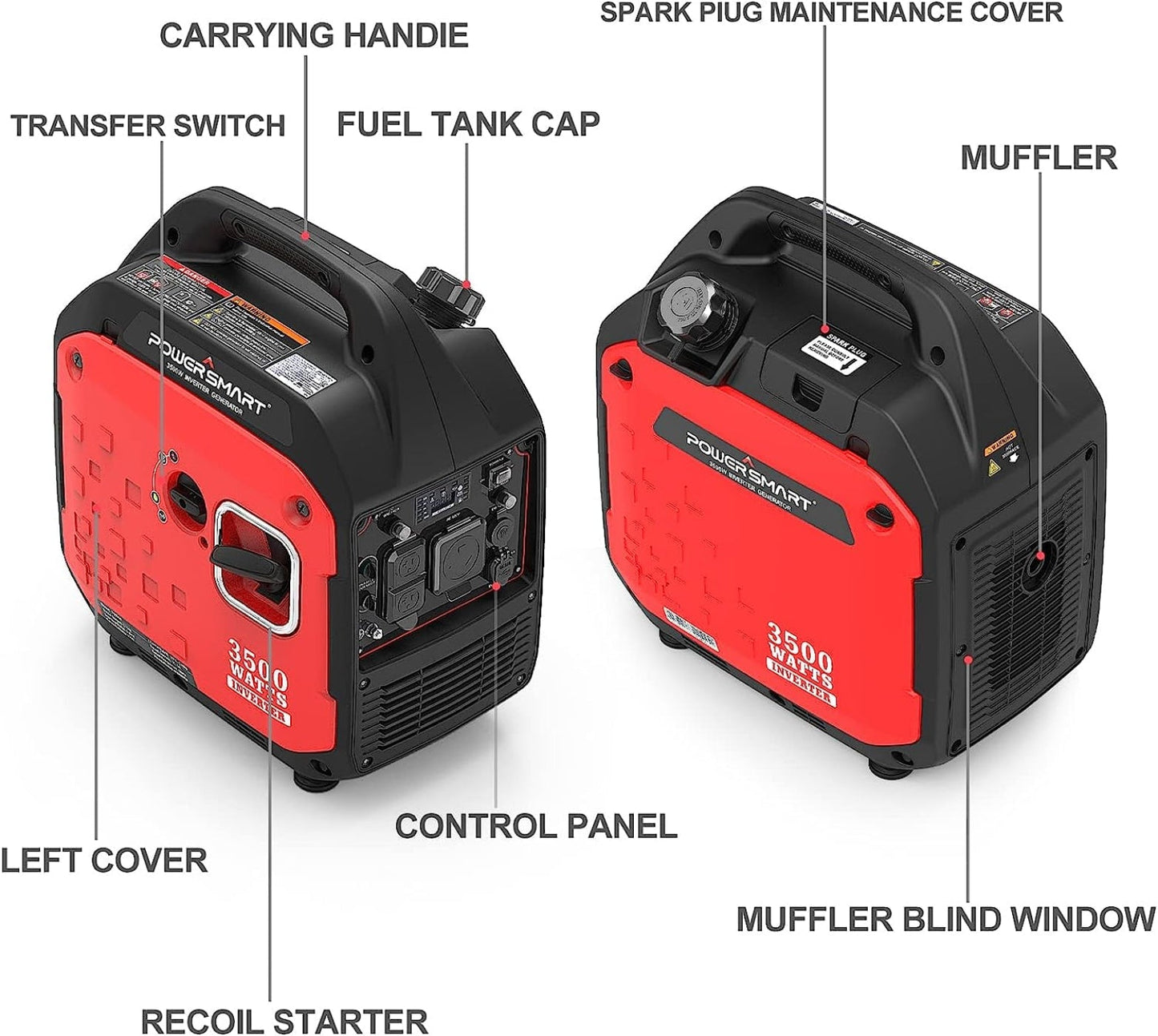 Powersmart Inverter Generator 2700/3500W Gas 4 Stroke Recoil Start New - PS5035