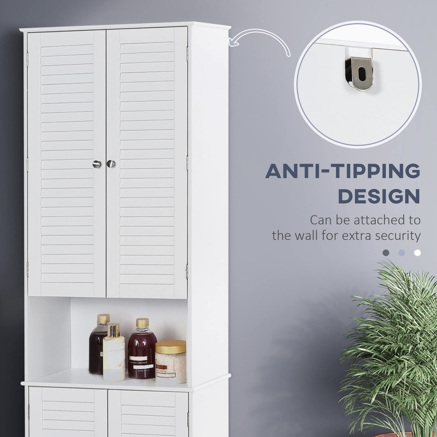 HomCom Tall Narrow Bathroom Storage Cabinet with Doors and Shelf Adjustability - B08BCH9T6H-1