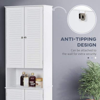 HomCom Tall Narrow Bathroom Storage Cabinet with Doors and Shelf Adjustability - B08BCH9T6H-1