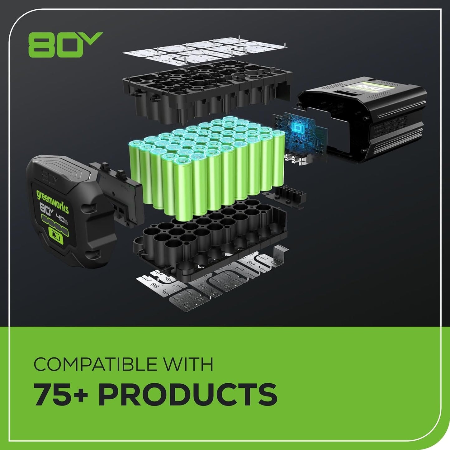 Greenworks 80V 21" Brushless 3-in-1 Push Lawn Mower w/ 4.0Ah Battery & Charger - 2501202