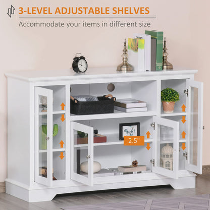HomCom Sideboard Buffet Cabinet with Storage, Kitchen Cabinet Coffee Bar Cabinet with Glass Doors for Living Room, Kitchen, White - B08YN1ZYTJ