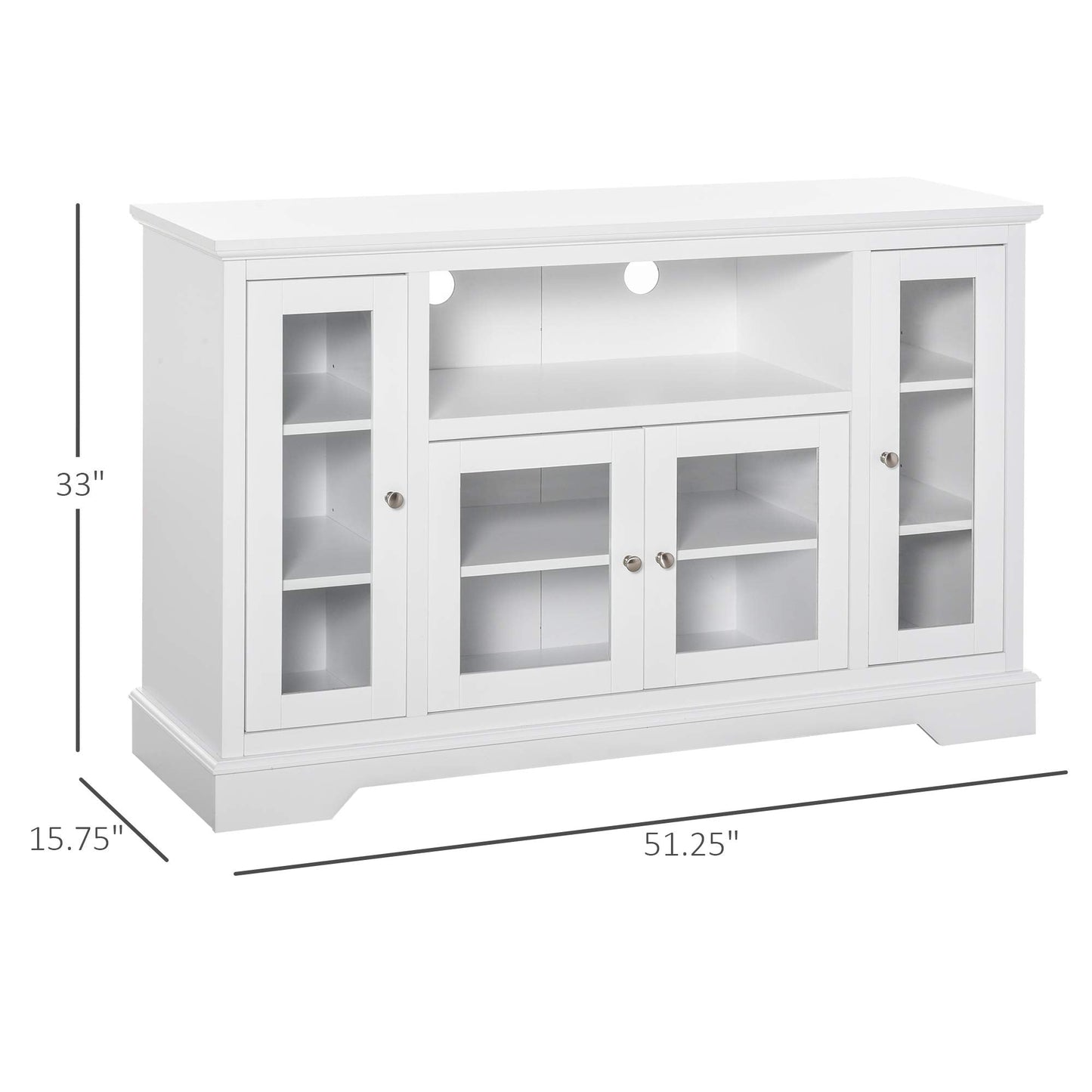 HomCom Sideboard Buffet Cabinet with Storage, Kitchen Cabinet Coffee Bar Cabinet with Glass Doors for Living Room, Kitchen, White - B08YN1ZYTJ