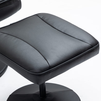 HomCom Swivel Recliner, Manual PU Leather Armchair with Ottoman Footrest for Living Room, - B09PV297DL-1