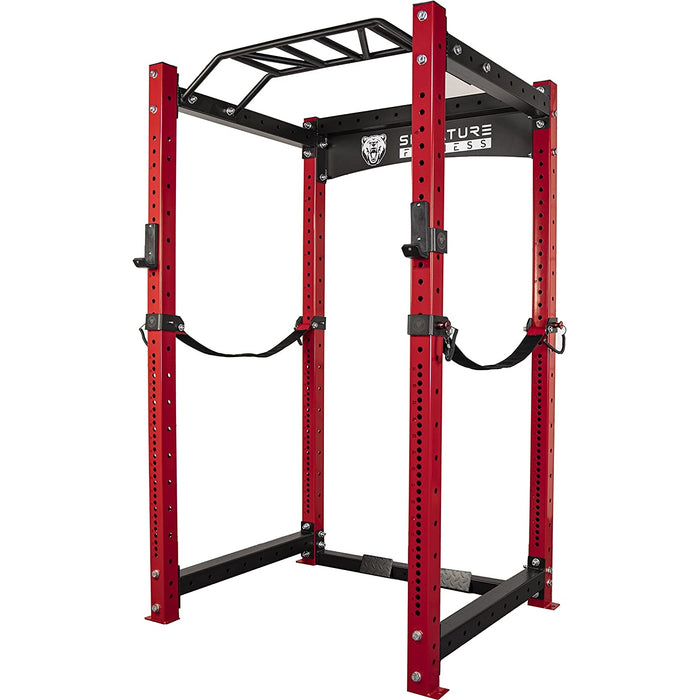 Signature Fitness SF-3 1,500 Pound Capacity 3” x 3” Power Cage Squat Rack, Includes J-Hooks and Safety Straps, Other Optional Accessories - SF-PC1