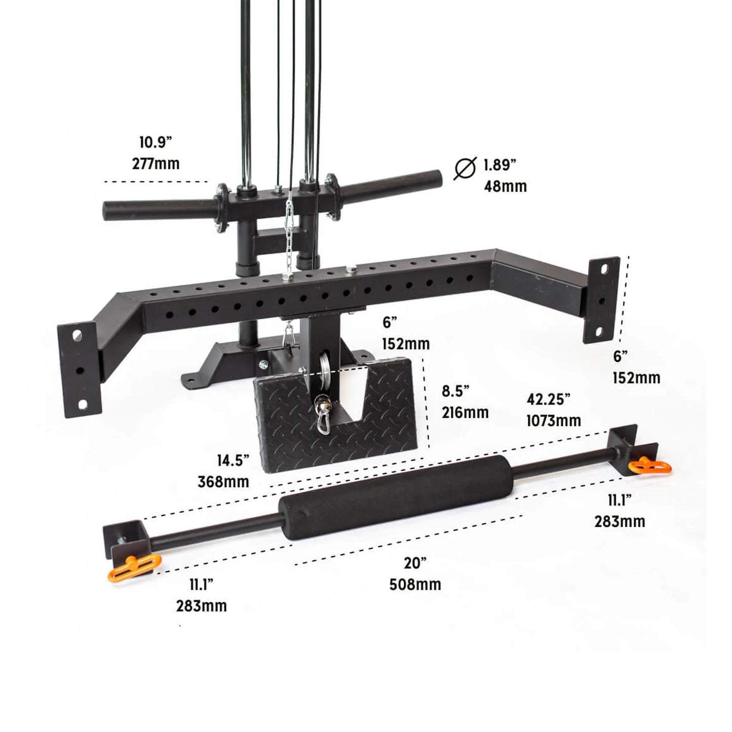 Bells Of Steel Lat Pulldown & Low Row Rack Attachment - Hydra & Manticore - 72-LA-RA-HDR-SET