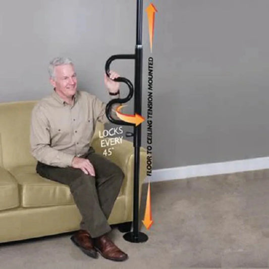 Patterson Medical Supply - Security Pole with Curved Grab Bar White Powder-Coated Steel - 081503952