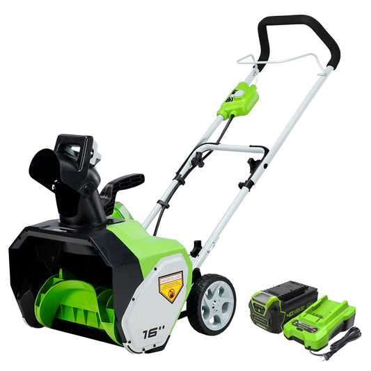 Greenworks 40V 16" Cordless Battery Single-Stage Snow Blower w/ 5.0Ah USB Battery & Charger - 2604602