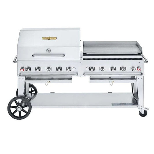 Crown Verity 72" Mobile BBQ Grill with Dome and Pro Griddle Package - Natural Gas -  CV-MCB-72RGP-NG