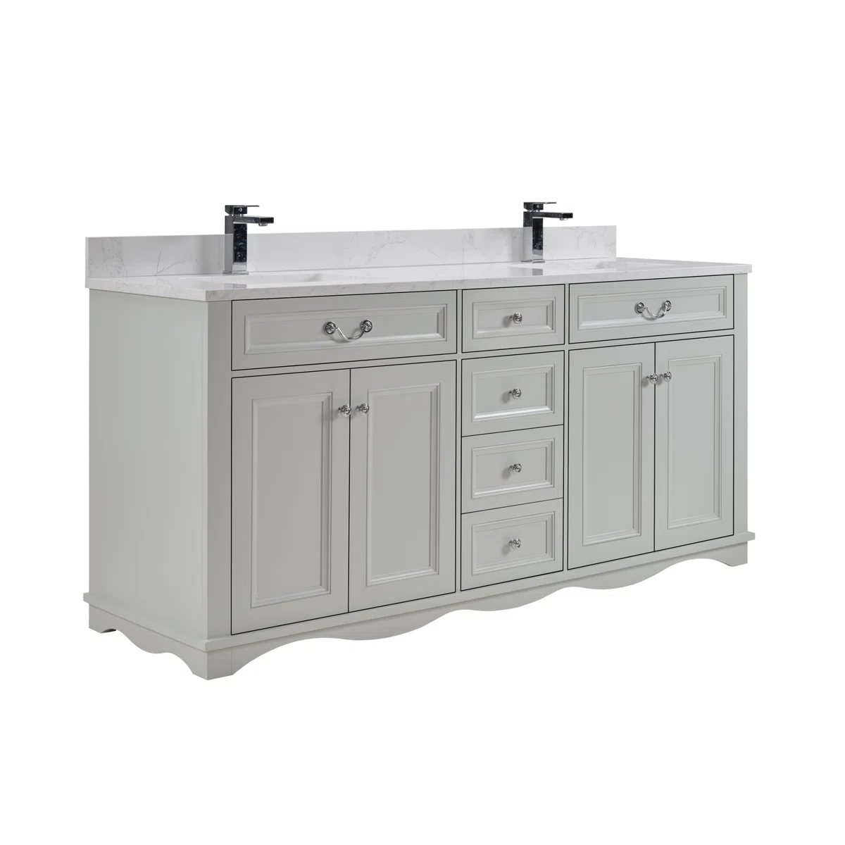 72" Solid Wood Sink Vanity With 1' Artificial Stone Top