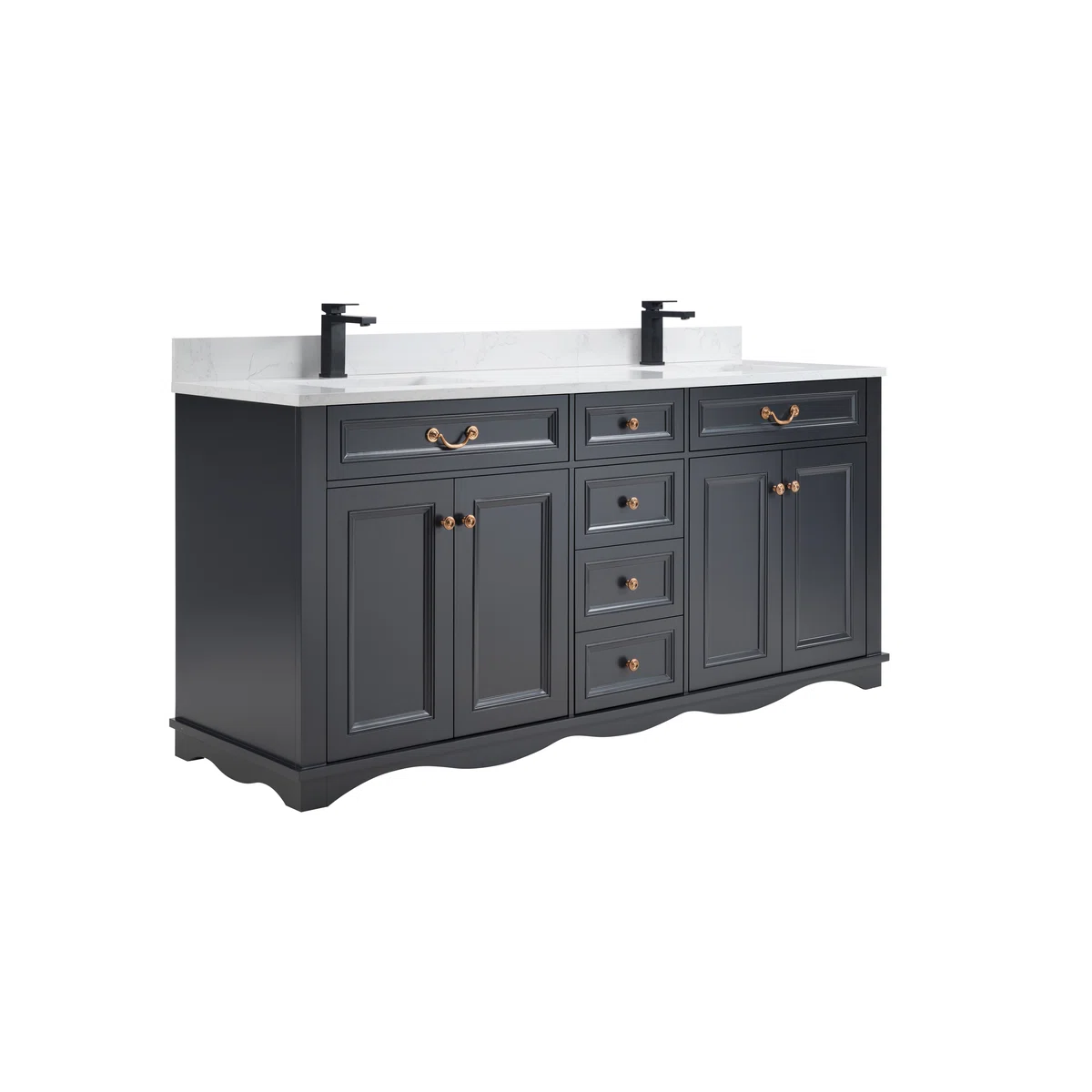 72" Solid Wood Sink Vanity With 1' Artificial Stone Top