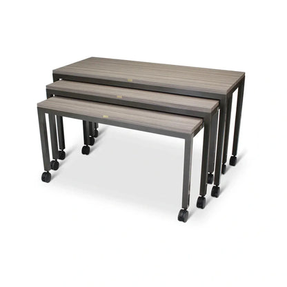 Forbes Industries 7402 30" Claremont Three Nesting Tables Set of 3 Tables with Powder Epoxy Painted Steel Frames and Swivel Casters - 7402