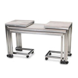 Forbes Industries 7404 30" Claremont Four Nesting Tables Set of 4 Tables with Brushed Stainless Steel Frames and Swivel Casters - 7404