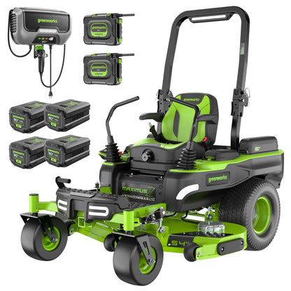Greenworks 80V 54" MaximusZ Zero Turn Riding Mower with (2) 16.0 Ah & (4) 4.0 Ah Batteries and 1.5kW Charger - 7423702