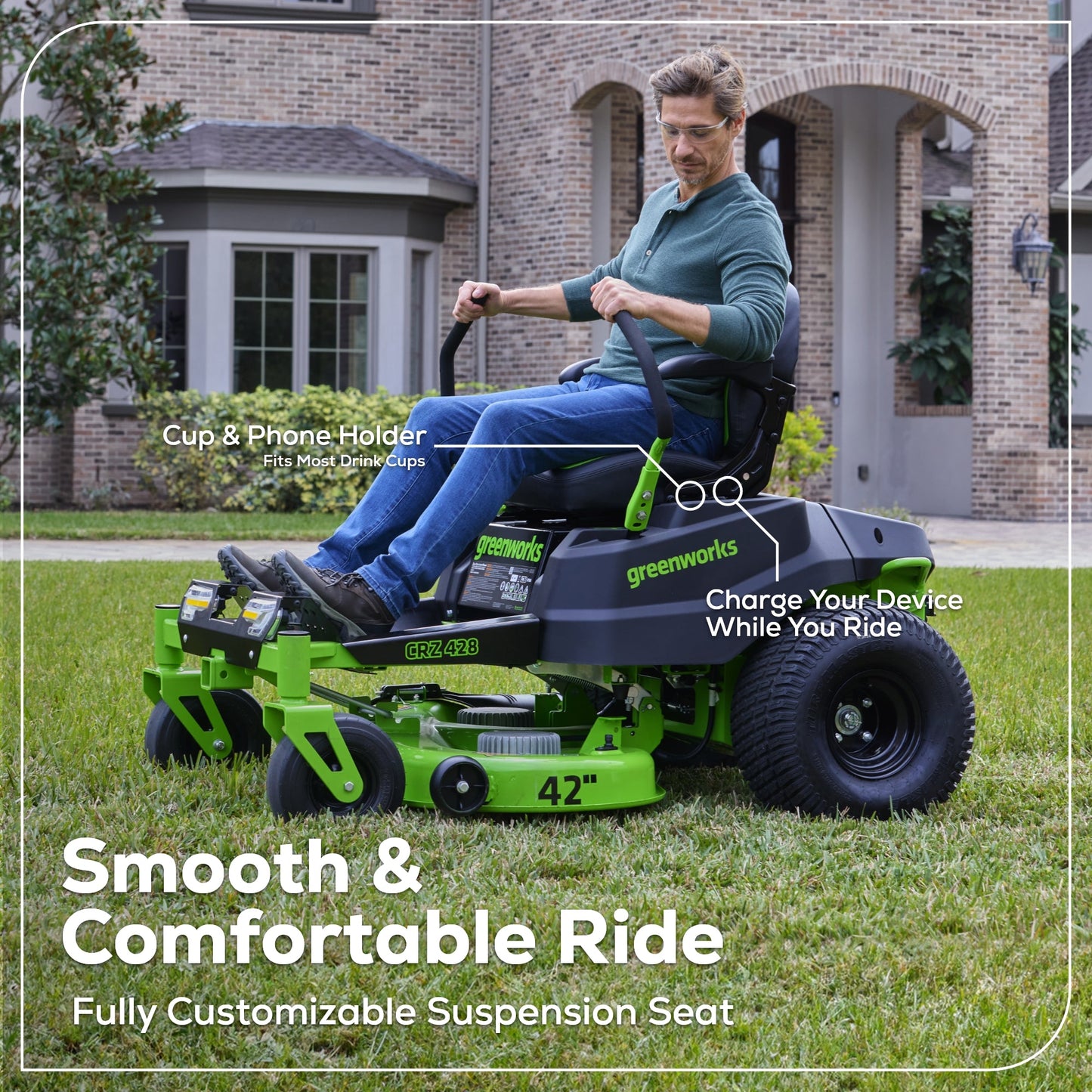 Greenworks RENEWED 80V 42" Cordless Battery CrossoverZ Zero Turn Lawn Mower w/ (6) 5.0Ah Batteries & Chargers