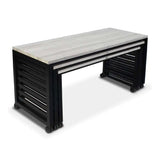 Forbes Industries 7438 30" Fiji Series Elite Nesting Tables - Set of 3 Tables with Acacia Driftwood Tops and Swivel Casters - 7438