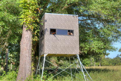Big Dogg Deer Blinds Aluminum and Insulated Deer Blinds 6' X 6' Elevated with 5' Base, Stairs, Porch & Railings Big Dogg - BD6X65BSPR