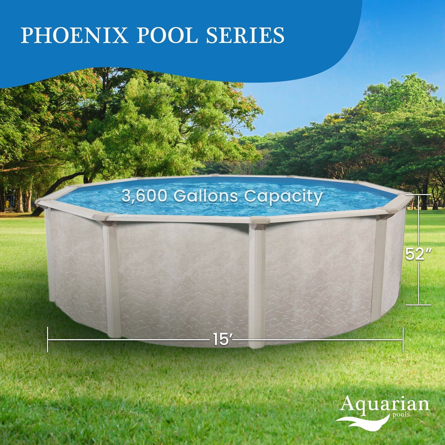Aquarian Phoenix 15ft x 52in Above Ground Swimming Pool w/Pump and Pool Ladder- 75343