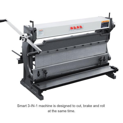 KAKA Industrial Sheet Metal Brake, 30 inch Shear and Slip Roll Combo 3-in-1 | 20-Gauge Capacity Heavy Duty Bending Machine with Back Gauge and Segment Fingers for Metal Fabrication - 171003