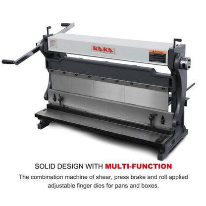 KAKA Industrial Sheet Metal Brake, 30 inch Shear and Slip Roll Combo 3-in-1 | 20-Gauge Capacity Heavy Duty Bending Machine with Back Gauge and Segment Fingers for Metal Fabrication - 171003