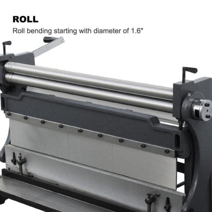 KAKA Industrial Sheet Metal Brake, 30 inch Shear and Slip Roll Combo 3-in-1 | 20-Gauge Capacity Heavy Duty Bending Machine with Back Gauge and Segment Fingers for Metal Fabrication - 171003