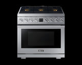 DACOR Transitional 36" Dual-Fuel Range, Silver Stainless Steel, Natural Gas/Liquid Propane - DOP36T86DLS-KT -