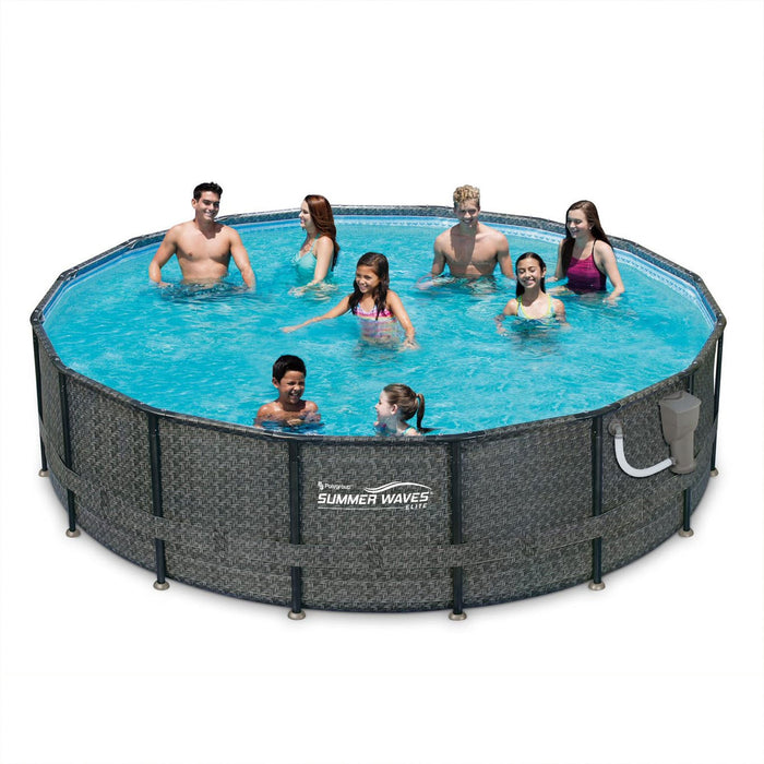 Summer Waves Elite 16ft x 48in Above Ground Frame Swimming Pool Set with Pump - 77122