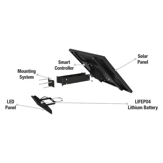 AVS Energy Solar LED Flood Light 30 Watt 4200 Lumens 5000K  - AVS-BLK-30W