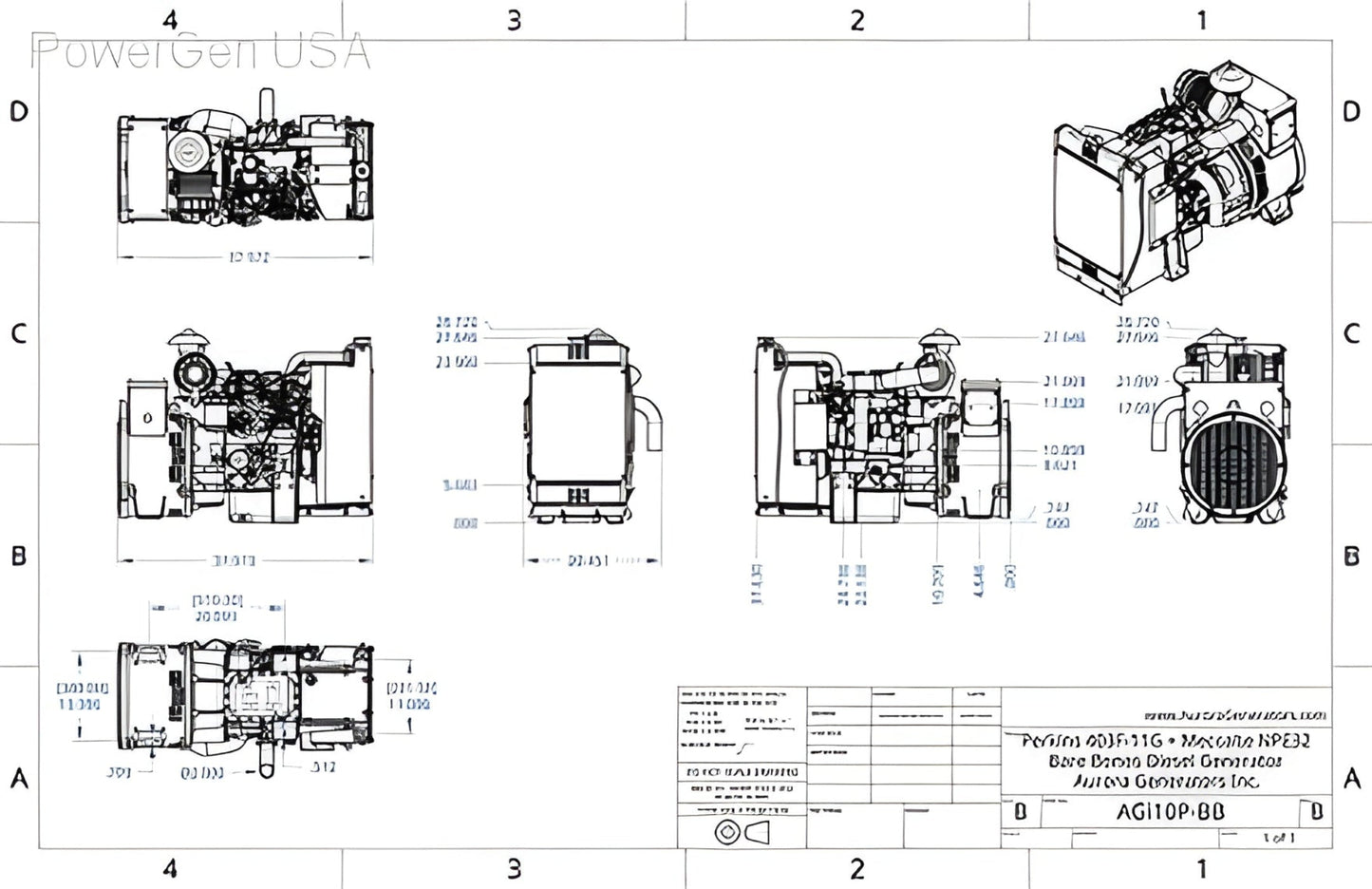 Aurora Generators 10 kW Perkins Diesel Generator - Bare Bones - PowerGen USA - AGi10P-BB
