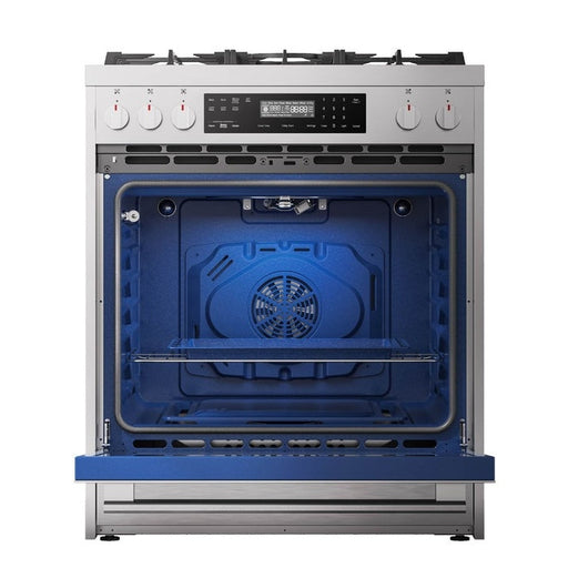 ROBAM 30-Inch 5 Cu. Ft. Oven Freestanding Dual Fuel Range, 5 Sealed Brass Burners in Stainless Steel - 7MG10