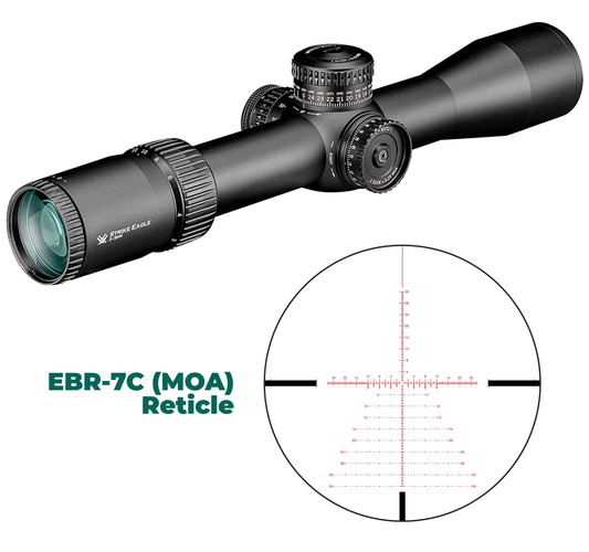 Vortex Optics Strike Eagle 3-18x44 FFP EBR-7C MOA 34mm Tube Riflescope (SE-31801) with Included Bundle - SE-31801_Hat-CD