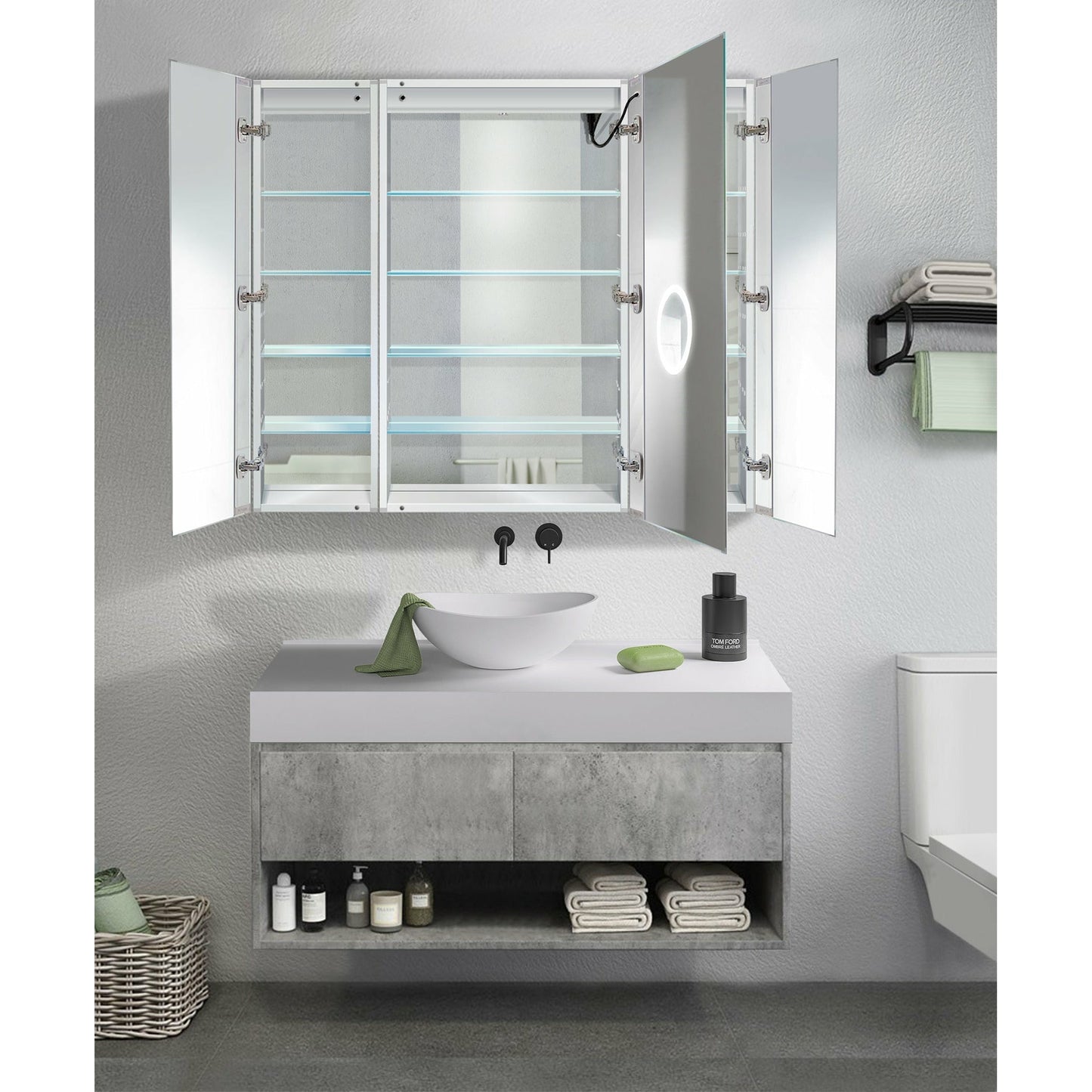 Krugg Svange 4842LRR 48″ X 42″ LED Medicine Cabinet with Dimmer & Defogger SVANGE4842LRR