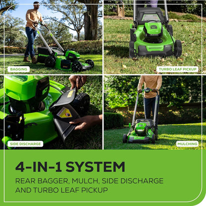 Greenworks 80V 21" Cordless Battery 4-in-1 Push Lawn Mower w/ 4.0Ah Battery & Charger - 2550702