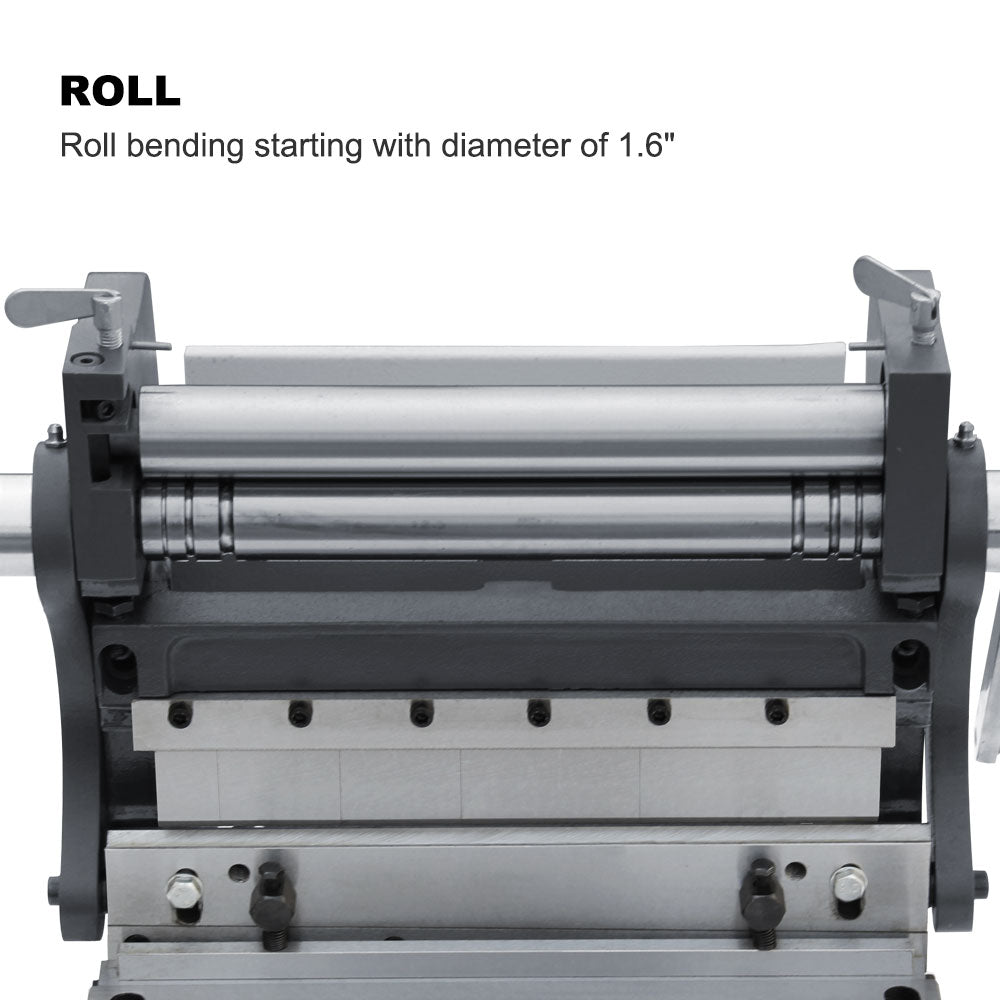 Kaka industrial Sheet Metal Brake 3-In-1/12, 12-Inch Combination Sheet Metal Brake, Shear Press Brake 20-Gauge Capacity, Shears and Slip Roll Machine for Shear Bending Rolling, Brake Shear Roll Machine - 171001