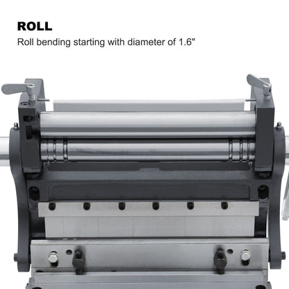 Kaka industrial Sheet Metal Brake 3-In-1/12, 12-Inch Combination Sheet Metal Brake, Shear Press Brake 20-Gauge Capacity, Shears and Slip Roll Machine for Shear Bending Rolling, Brake Shear Roll Machine - 171001