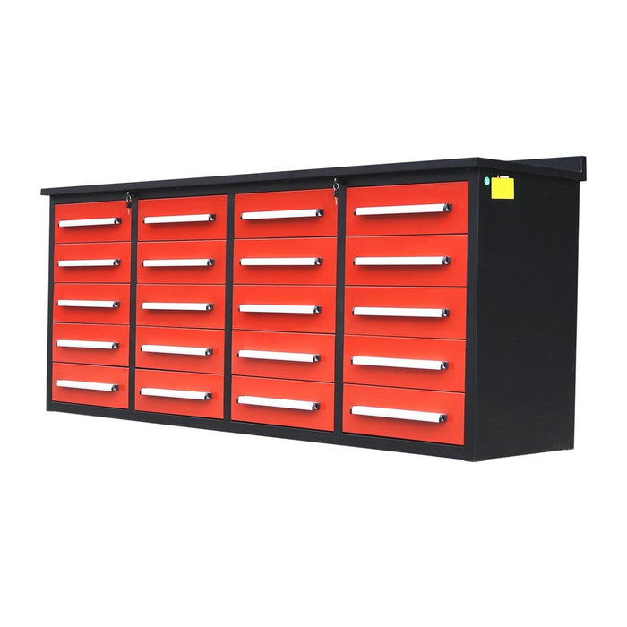 Chery Industrial 7' Garage Storage Cabinets with Workbench 20 Drawers