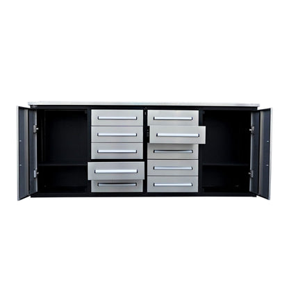 Chery Industrial 7' Storage Cabinets with Workbench 10 Drawers & 2 Cabinets