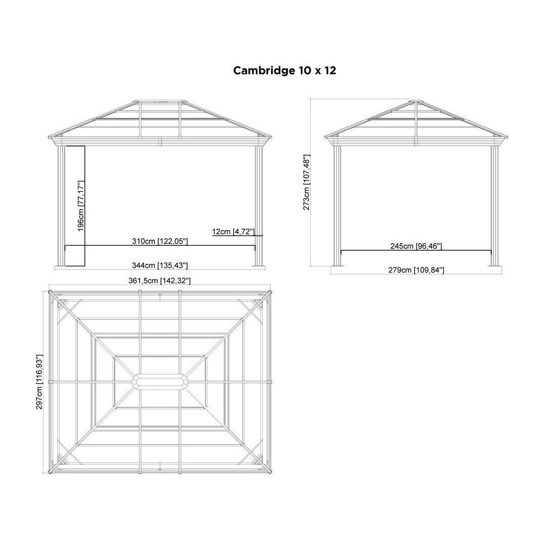 Sojag Cambridge #77 Gazebo 10'x12' With Mesh - Dark grey