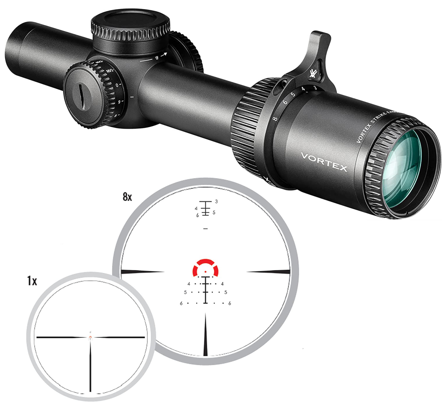 Vortex Optics Strike Eagle 1-8x24 EBR-8 MOA 30mm Riflescope - SE-1801