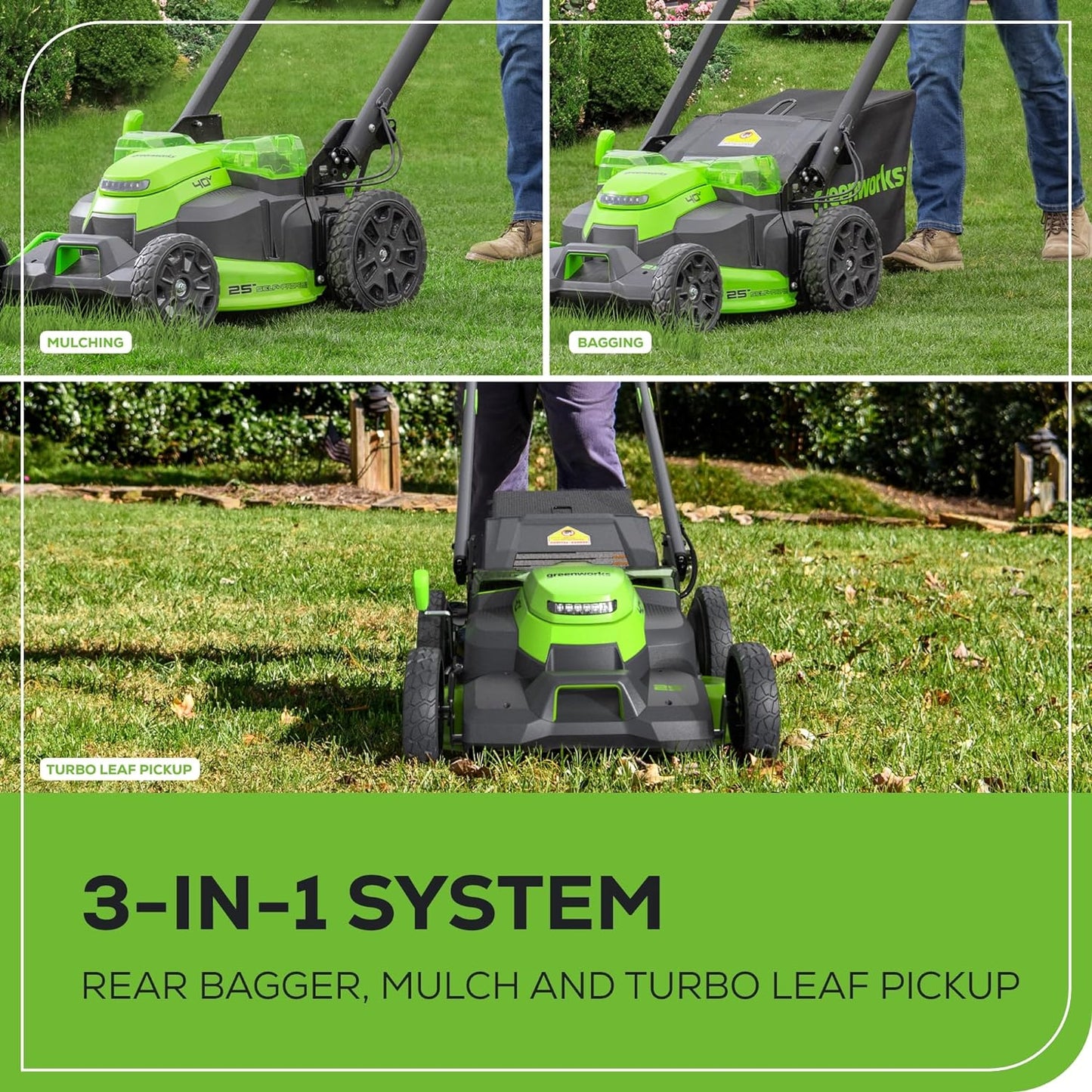 Greenworks 40V 25" Cordless Battery Brushless Dual Blade Self-Propelled Lawn Mower w/ (2) 4.0Ah Batteries & Dual Port Charger - 2543802