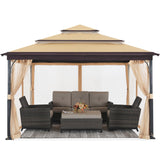 Mastercanopy 12x12 Soft Top Outdoor Garden Gazebo for Patios with Mosquito Netting - B0BKFNN9C3