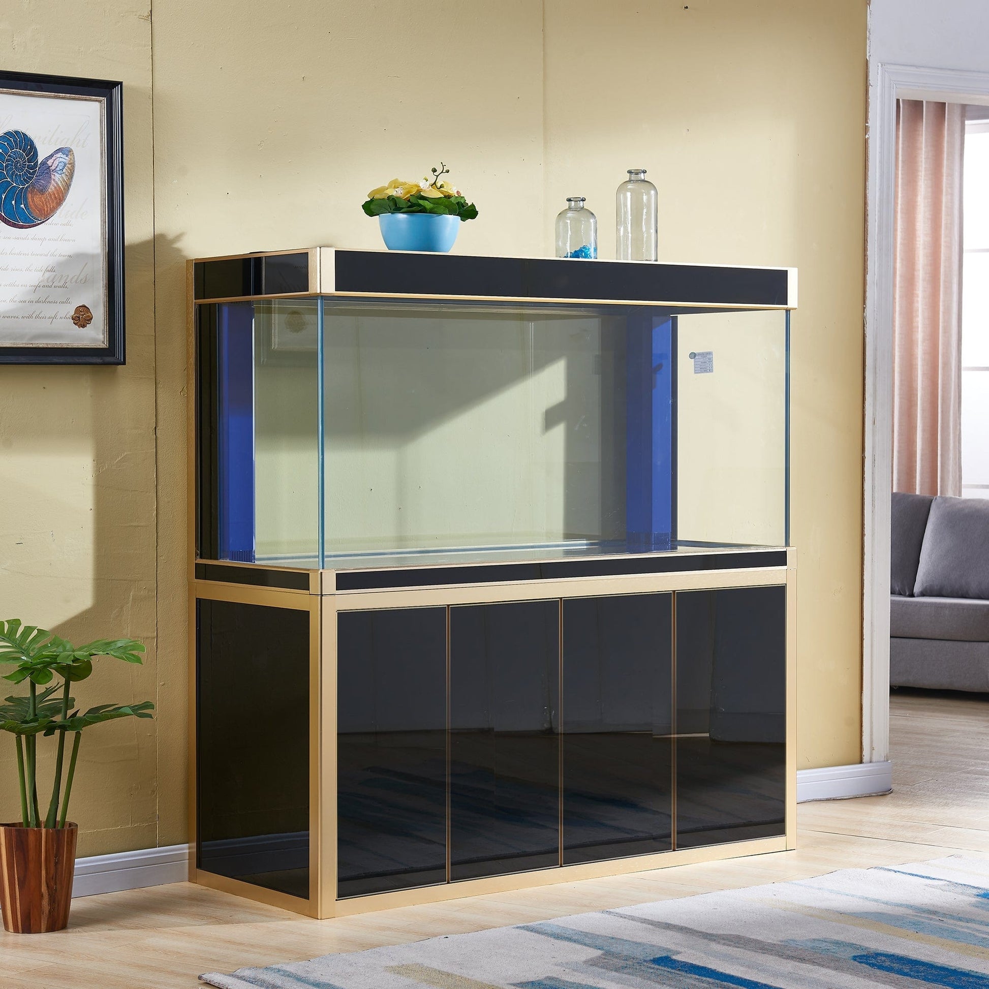 AQUA DREAM 250 GALLON TEMPERED GLASS AQUARIUM BLACK AND GOLD-AD-1980-BK