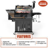 Z Grills 1000D3E Pellet Grill & Smoker with PID Controller 1000D3E - STAINLESS STEEL - ZPG-1000D3E