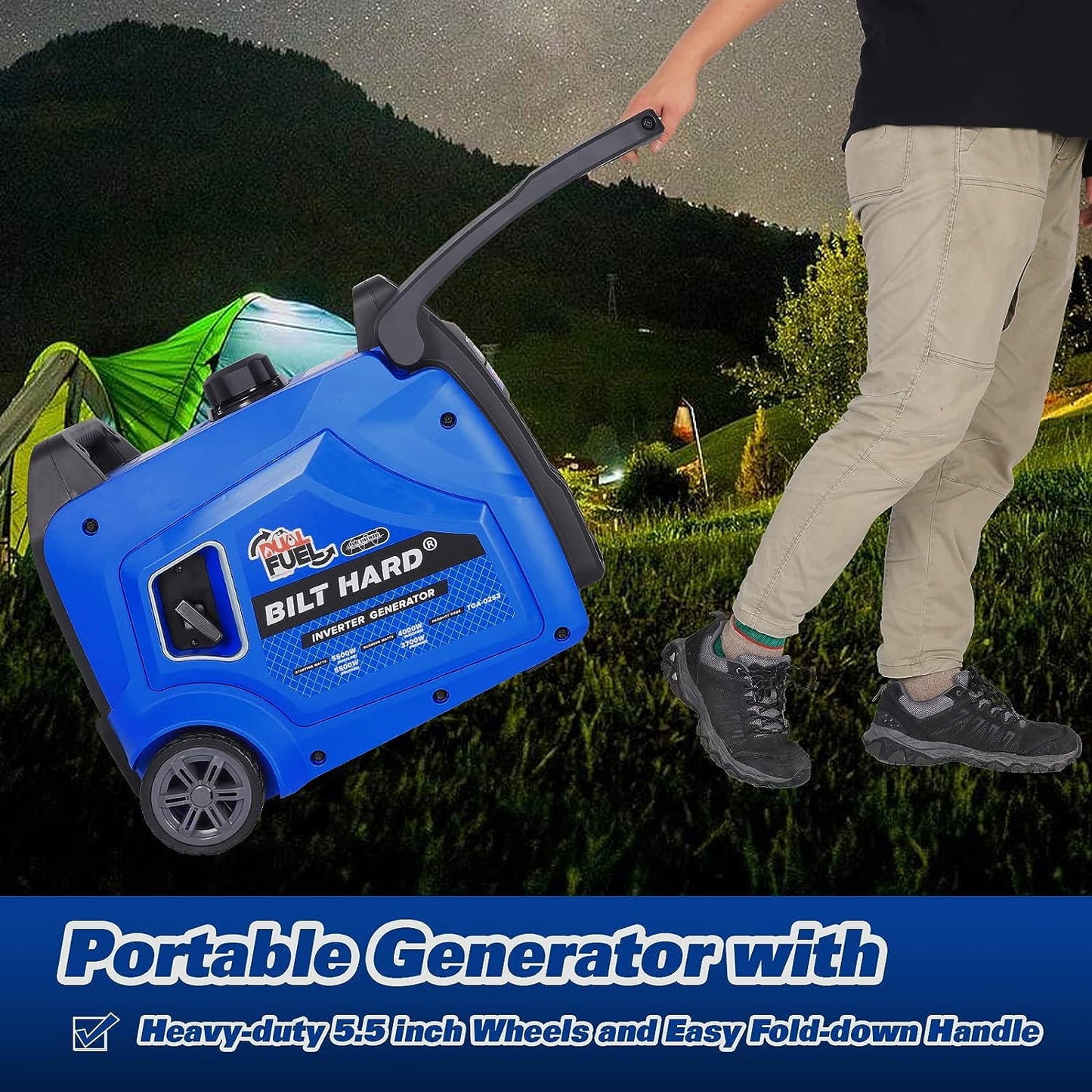 BILT HARD 5500W Dual Fuel Inverter Generator, Electric Start - TGA-0253