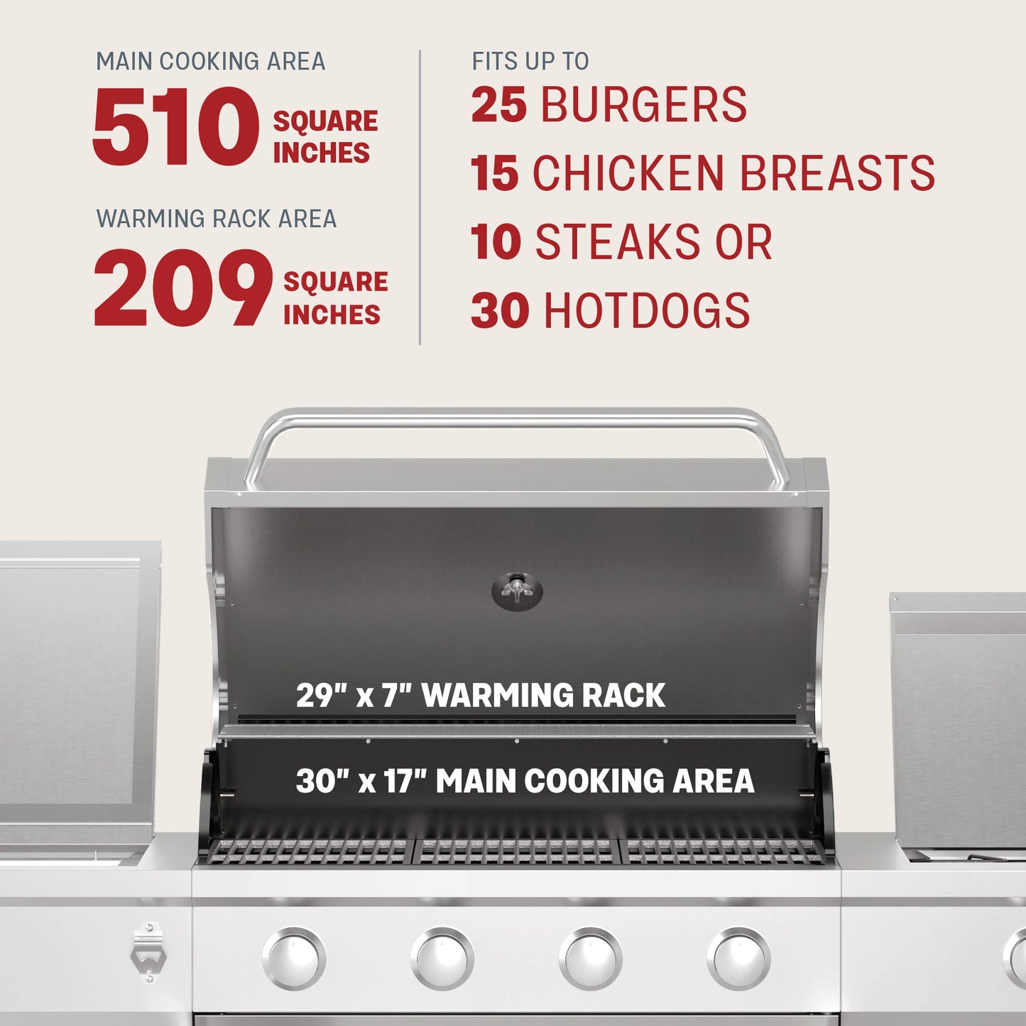 TYTUS Fresno 5-Burner LP/NG Convertible Grill in Stainless Steel + Ash Stone - TDT-021-0704