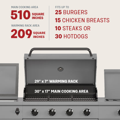 TYTUS Fresno 5-Burner LP/NG Convertible Grill in Gunmetal + Graphite Stone -  -TDT-021-0103