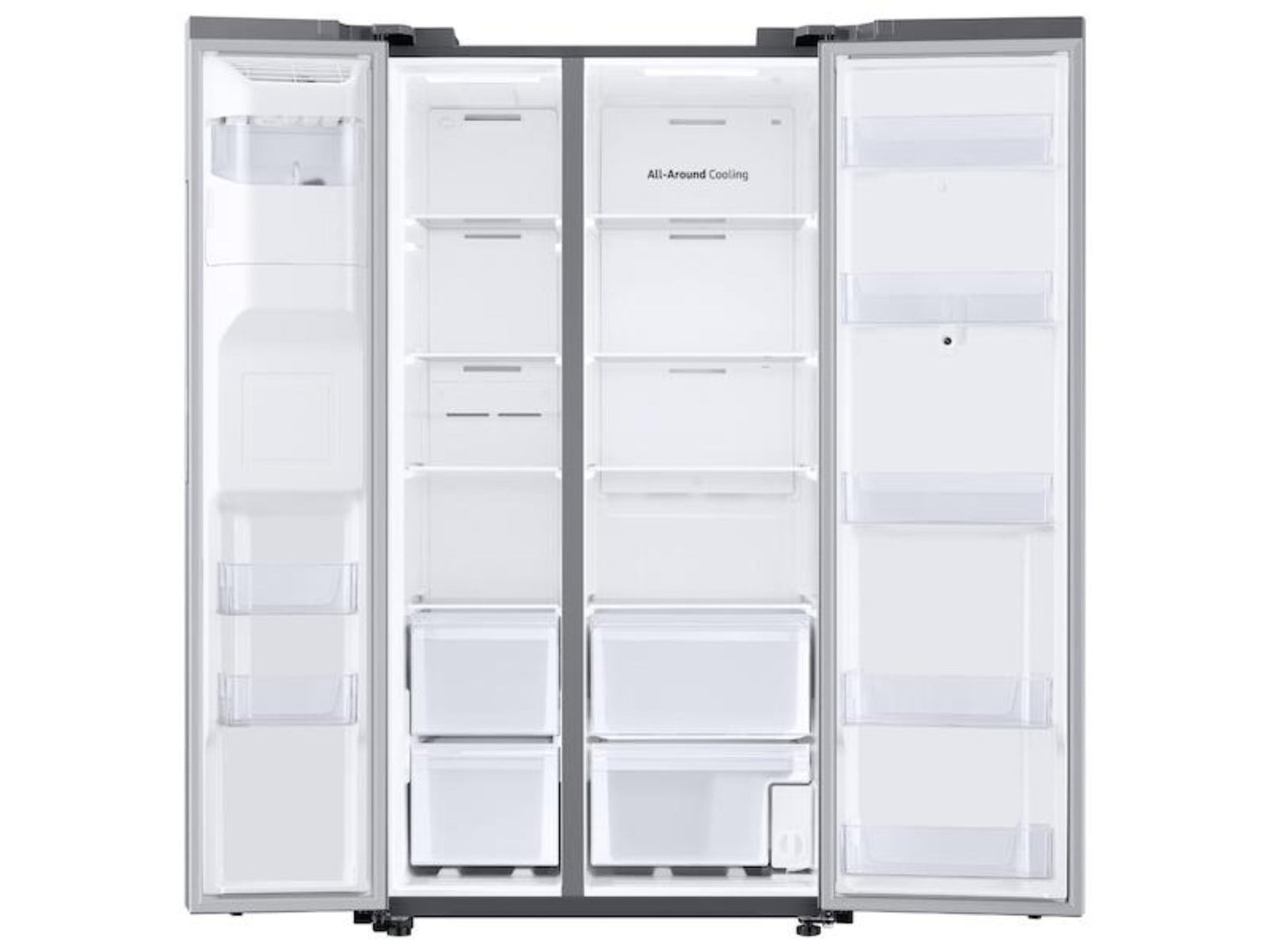 SAMSUNG 22 cu. ft. Counter Depth Side-by-Side Refrigerator with Touch Screen Family Hub™ in Stainless Steel - RS22T5561SR-KT
