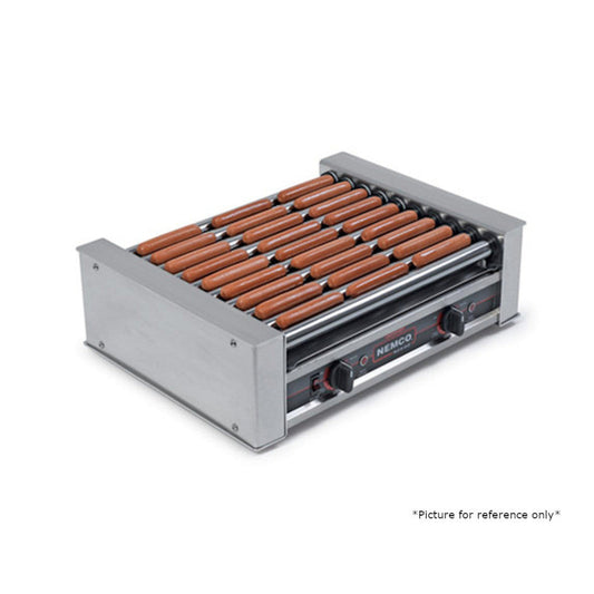 Nemco Wide Roll-A-Grill Hot Dog Grill with 10 Gripslt Coated Rollers - NE8045SXW
