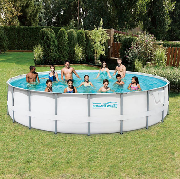 Summer Waves Elite 20' Metal Frame Above Ground Pool Set + Pump + 6 Cartridges - 80800