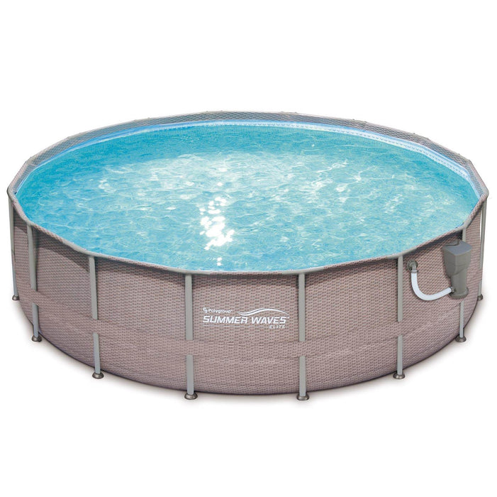 Summer Waves 16in x 48in Elite Wicker Above Ground Pool Set + Pump, 6 Cartridges - 80805