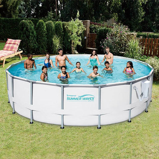 Summer Waves Elite 16' Metal Frame Above Ground Pool Set + Pump + 12 Cartridges - 80810